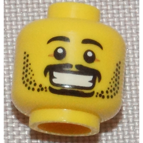 Minifig Head, Beard, Stubble, Mustache, Goatee, Eyebrows, and Open Mouth Smile Print