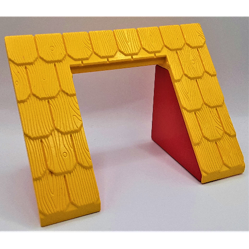 Duplo Roof-Piece Slope 60°, 8 x 4 x 4, with Red Base, and Shingles with Opening