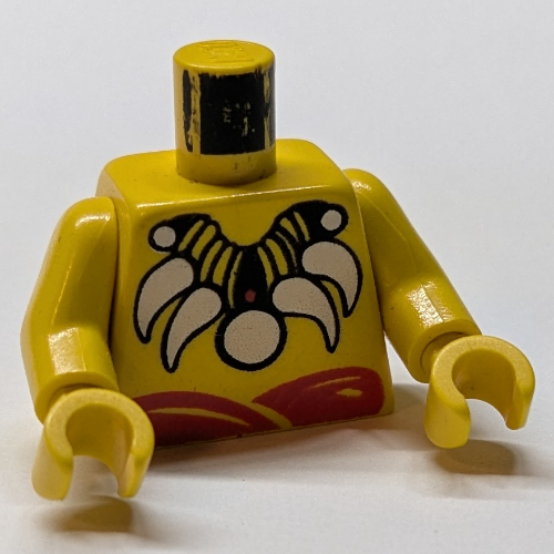Torso, Bare Chest with Bone Necklace Print, Yellow Arms and Hands