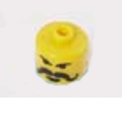 Pen Bead, Round Large, Curved Edges / Cylinder with Minifig Head with Long Moustache Print