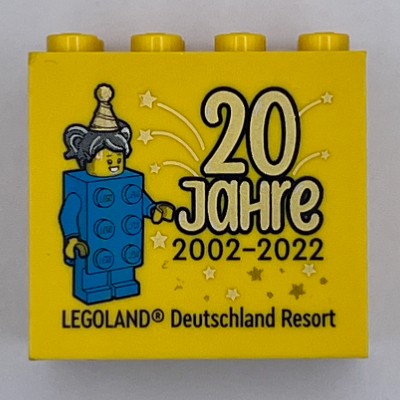 Brick 2 x 4 x 3 with Blue Brick Figure, '20 JAHRE 2002 - 2022 LEGOLAND Deutschland Resort' Print