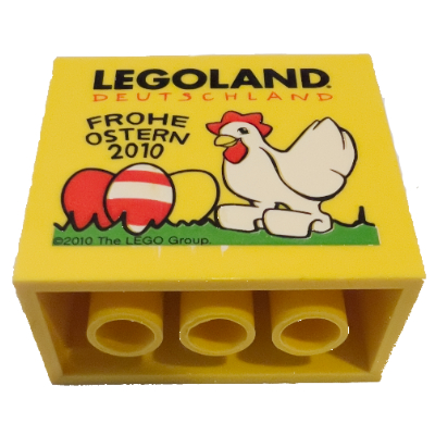 Brick 2 x 4 x 3 with 'Legoland Deutschland Frohe Ostern 2010' Print