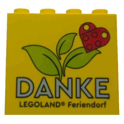 Brick 2 x 4 x 3 with 'DANKE LEGOLAND Feriendorf', Heart and Leaves Print