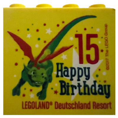 Brick 2 x 4 x 3 with '15 Happy Birthday LEGOLAND Deutschland Resort' Print