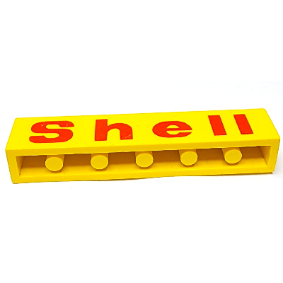 Brick 1 x 6 with 'Shell' Rounded 'e', Red Print