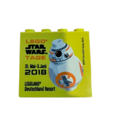 Brick 2 x 4 x 3 with 'Legoland Deutschland Resort', 'LEGO Star Wars Tage 31. Mai - 3. Juni 2018' print