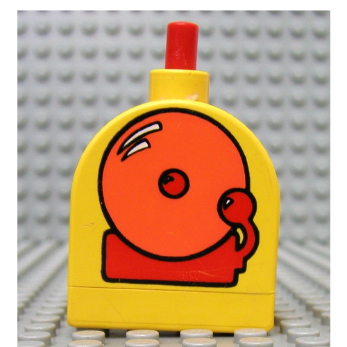 Duplo Brick with Working Ringer Button on Curved Top, Orange Alarm Bell Print