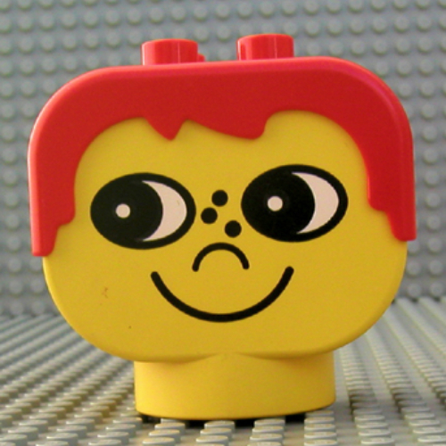 Duplo Head Brick 2 x 4 x 3 with Red Male Hair and Freckle Nose Print