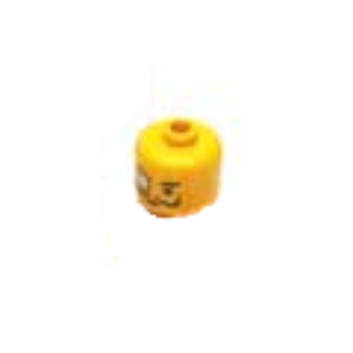 Pen Bead, Round Large, Curved Edges / Cylinder with Minifig Head with Monocle, Moustache Print