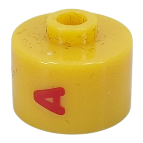 Pen Bead, Round Long, Flat Edge with Red 'A' print