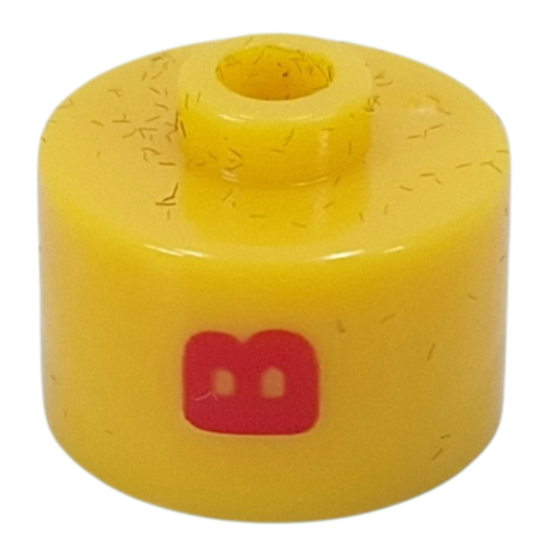 Pen Bead, Round Long, Flat Edge with Red 'B' print