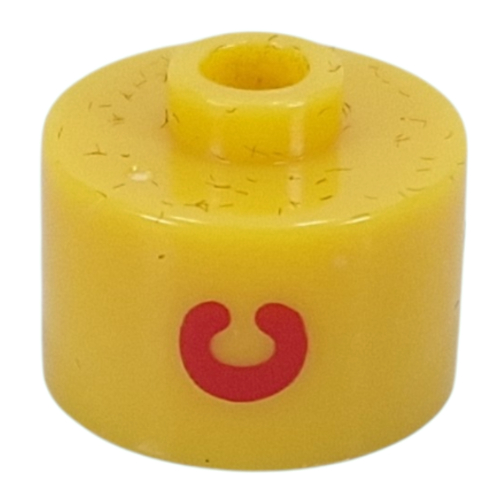 Pen Bead, Round Long, Flat Edge with Red 'C' print