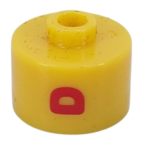 Pen Bead, Round Long, Flat Edge with Red 'D' print