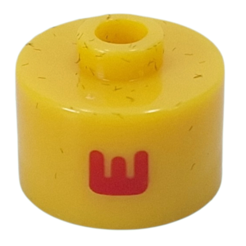 Pen Bead, Round Long, Flat Edge with Red 'E' print