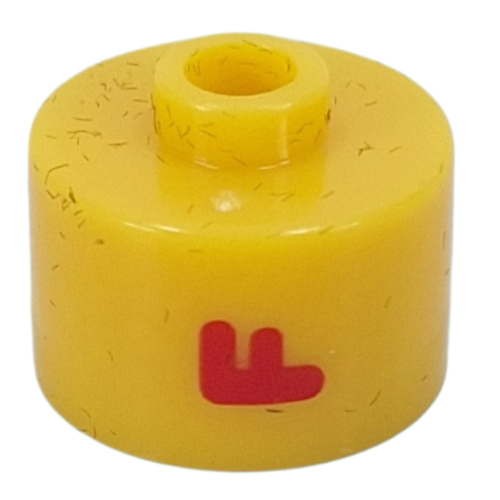 Pen Bead, Round Long, Flat Edge with Red 'F' print