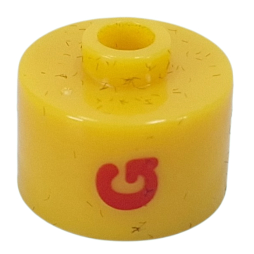 Pen Bead, Round Long, Flat Edge with Red 'G' print