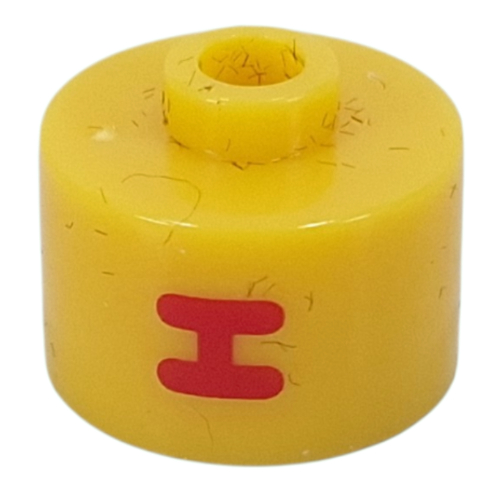 Pen Bead, Round Long, Flat Edge with Red 'H' print