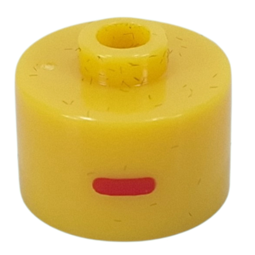 Pen Bead, Round Long, Flat Edge with Red 'I' print