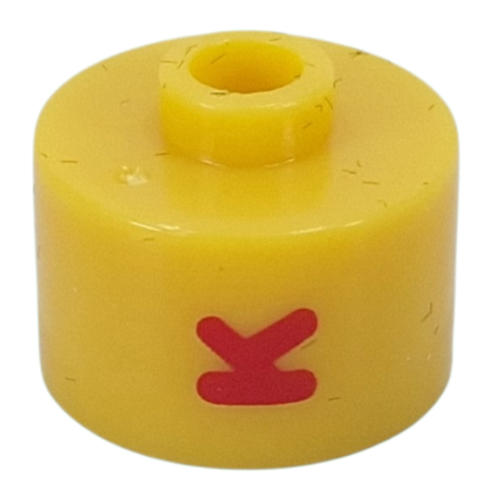 Pen Bead, Round Long, Flat Edge with Red 'K' print