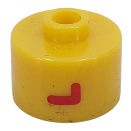 Pen Bead, Round Long, Flat Edge with Red 'L' print