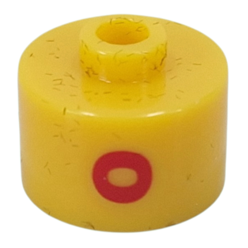 Pen Bead, Round Long, Flat Edge with Red 'O' print