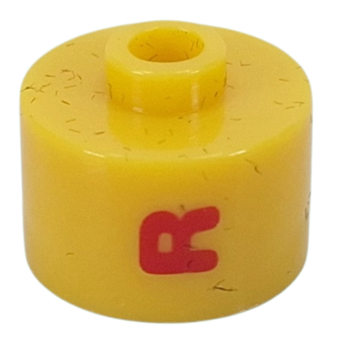 Pen Bead, Round Long, Flat Edge with Red 'R' print