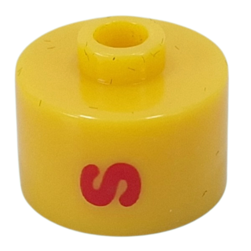 Pen Bead, Round Long, Flat Edge with Red 'S' print