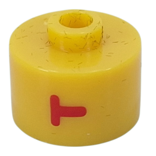 Pen Bead, Round Long, Flat Edge with Red 'T' print
