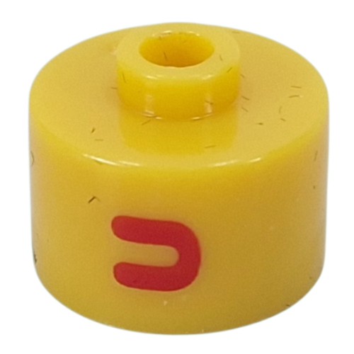 Pen Bead, Round Long, Flat Edge with Red 'U' print