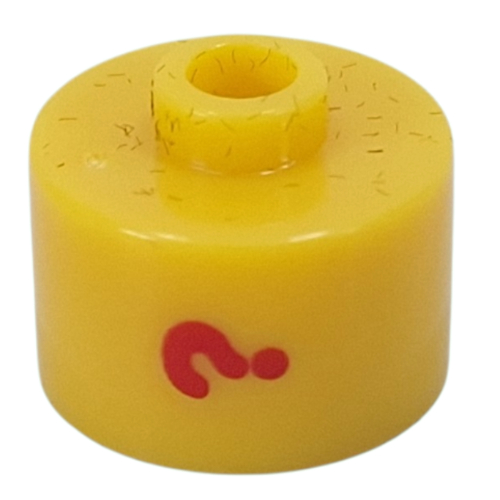 Pen Bead, Round Long, Flat Edge with Red '?' print