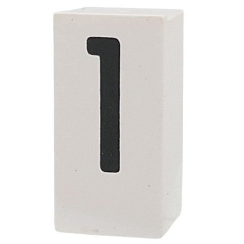 Tile Special 1 x 2 x 5/6 with Stud Hole in End with '1' print