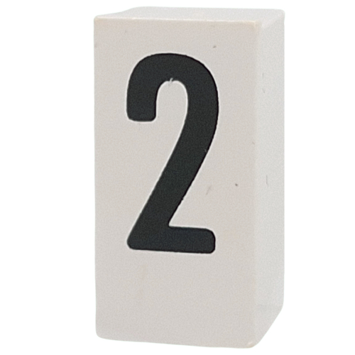 Tile Special 1 x 2 x 5/6 with Stud Hole in End with '2' print