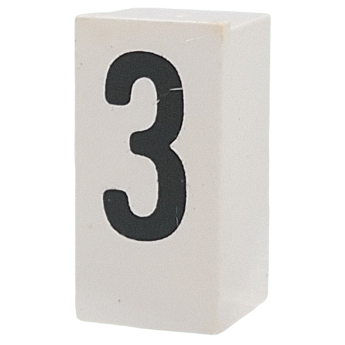 Tile Special 1 x 2 x 5/6 with Stud Hole in End with '3' print