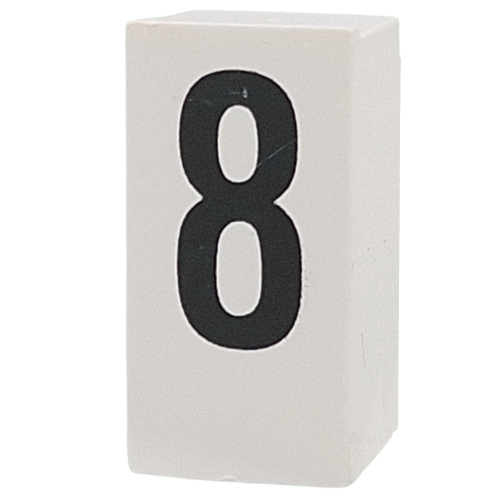 Tile Special 1 x 2 x 5/6 with Stud Hole in End with '8' print
