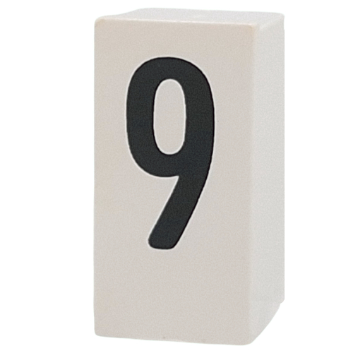 Tile Special 1 x 2 x 5/6 with Stud Hole in End with '9' print
