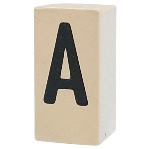 Tile Special 1 x 2 x 5/6 with Stud Hole in End with 'A' print