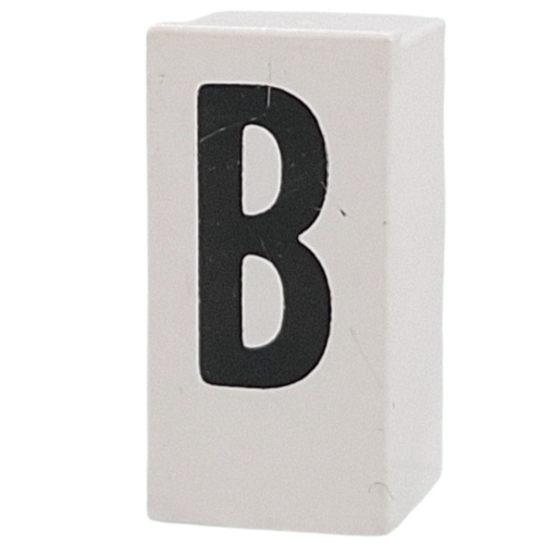 Tile Special 1 x 2 x 5/6 with Stud Hole in End with 'B' print