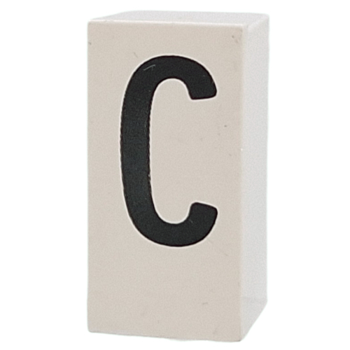 Tile Special 1 x 2 x 5/6 with Stud Hole in End with 'C' print
