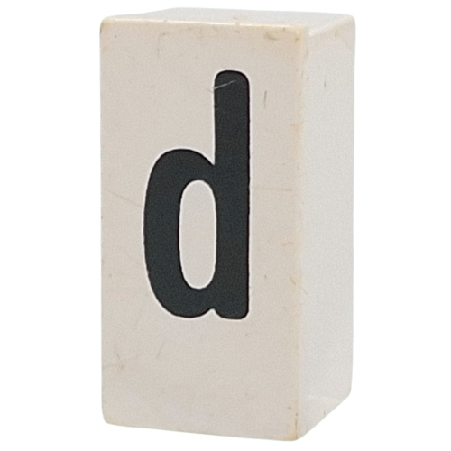Tile Special 1 x 2 x 5/6 with Stud Hole in End with 'd' print