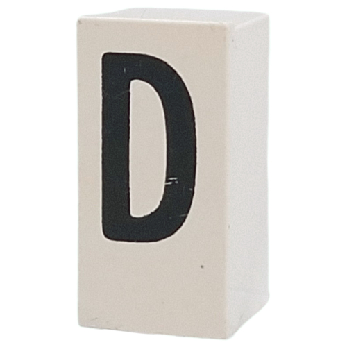 Tile Special 1 x 2 x 5/6 with Stud Hole in End with 'D' print