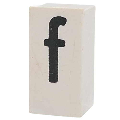 Tile Special 1 x 2 x 5/6 with Stud Hole in End with 'f' print