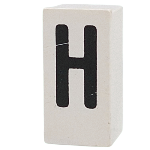 Tile Special 1 x 2 x 5/6 with Stud Hole in End with 'H' print