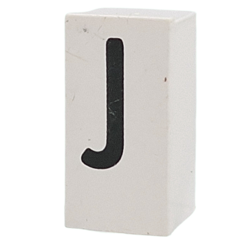 Tile Special 1 x 2 x 5/6 with Stud Hole in End with 'J' print