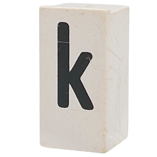 Tile Special 1 x 2 x 5/6 with Stud Hole in End with 'k' print