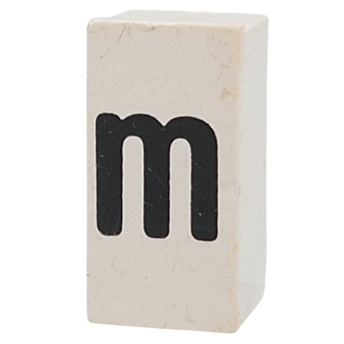 Tile Special 1 x 2 x 5/6 with Stud Hole in End with 'm' print