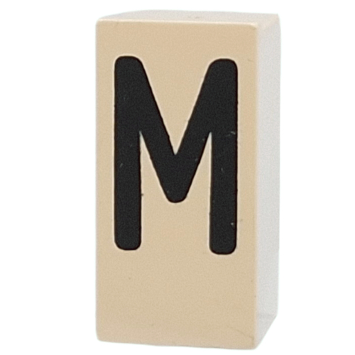 Tile Special 1 x 2 x 5/6 with Stud Hole in End with 'M' print