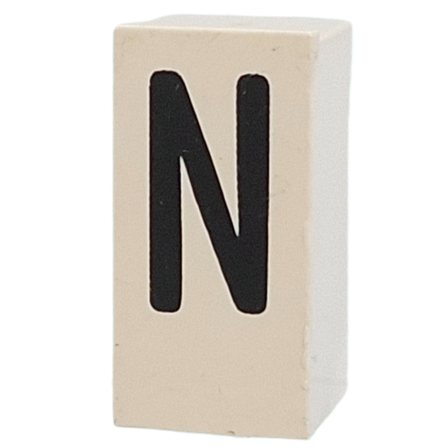 Tile Special 1 x 2 x 5/6 with Stud Hole in End with 'N' print