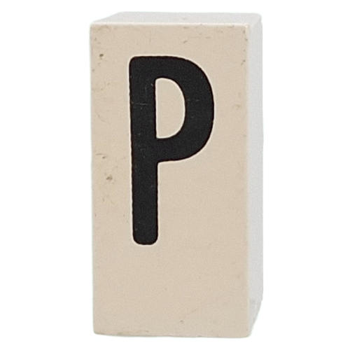 Tile Special 1 x 2 x 5/6 with Stud Hole in End with 'P' print