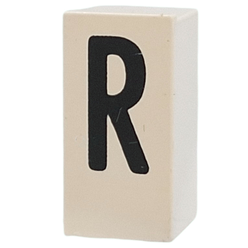 Tile Special 1 x 2 x 5/6 with Stud Hole in End with 'R' print