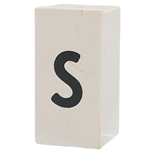 Tile Special 1 x 2 x 5/6 with Stud Hole in End with 's' print